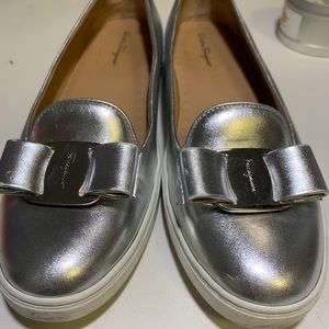 Silver Ferregamo Sneaker Flats